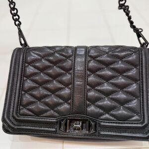 Rebecca Minkoff Black Leather Quilted Clutch